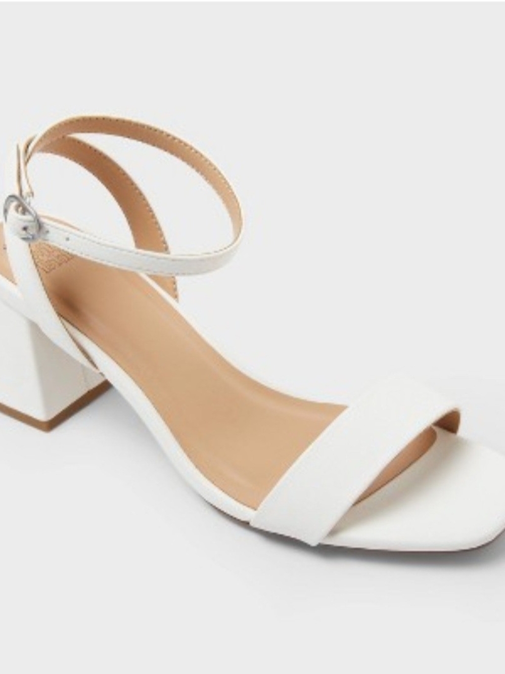 wild fable White Ankle-Strap Block Heel Sandals
